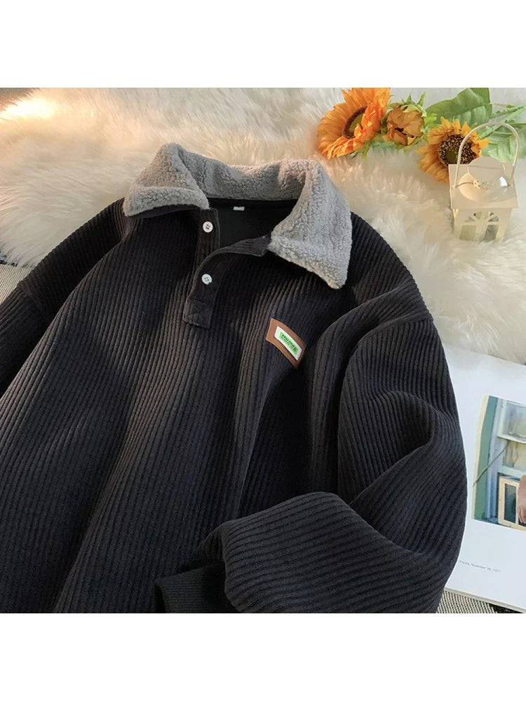 Herren Corduroy Pullover - Winter-Polo