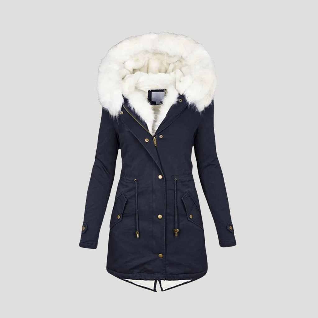 Damen-Winterparka – mit Kapuze und Gürtel