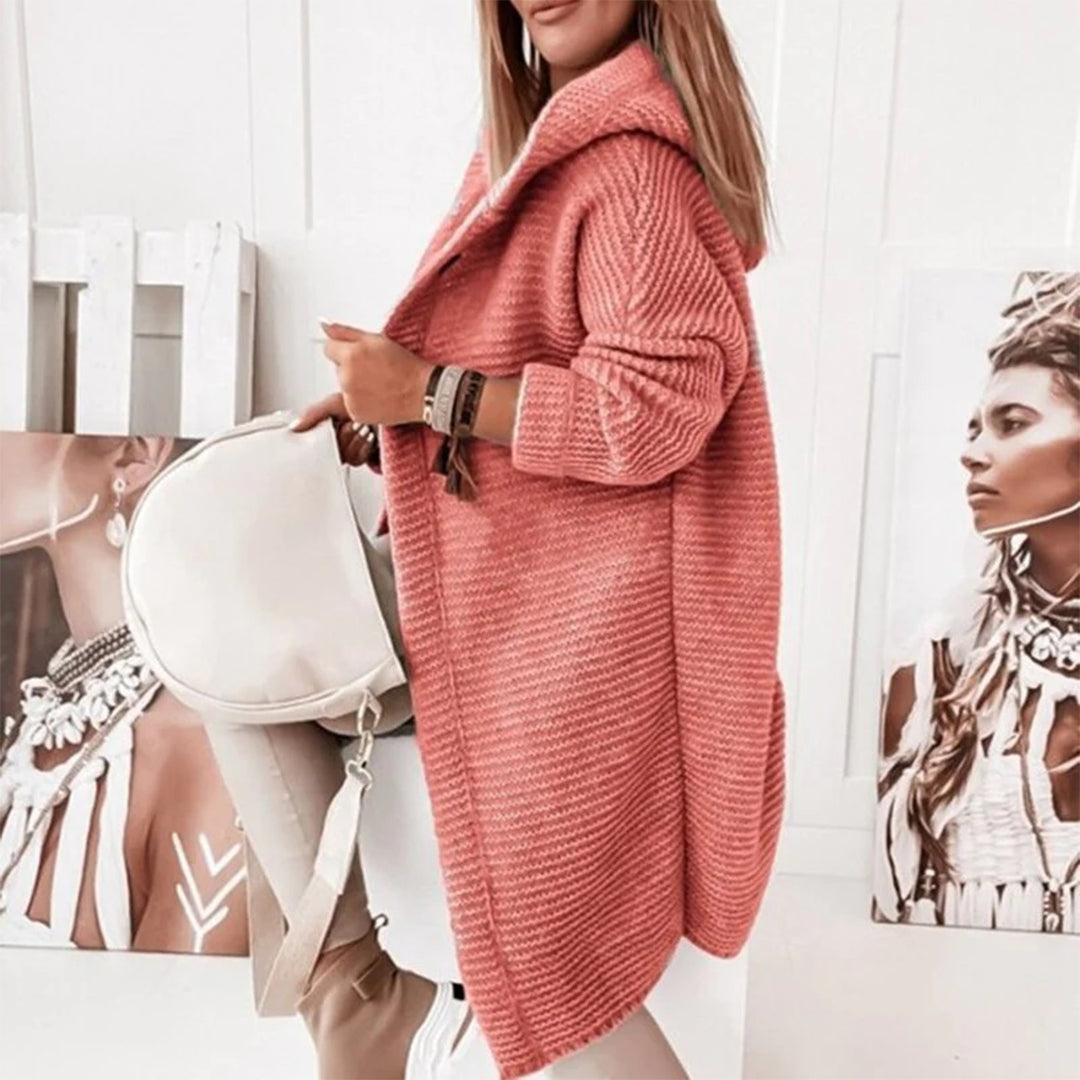 Damen-Kapuzen-Cardigan - Warme Oversized-Passform