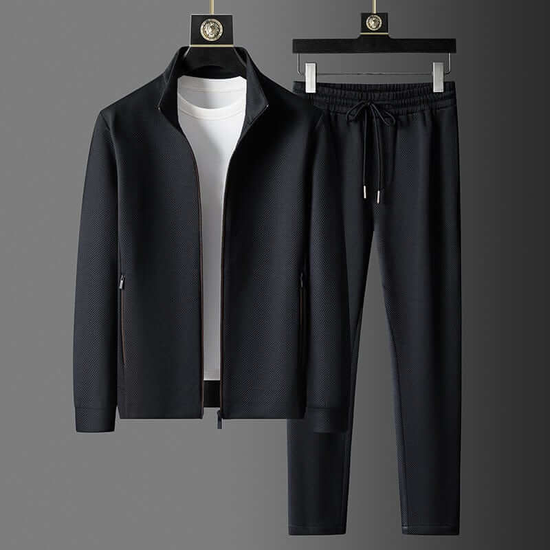 Herren Athleisure Set mit Reißverschluss - Texturierte Jacke & Jogginghose