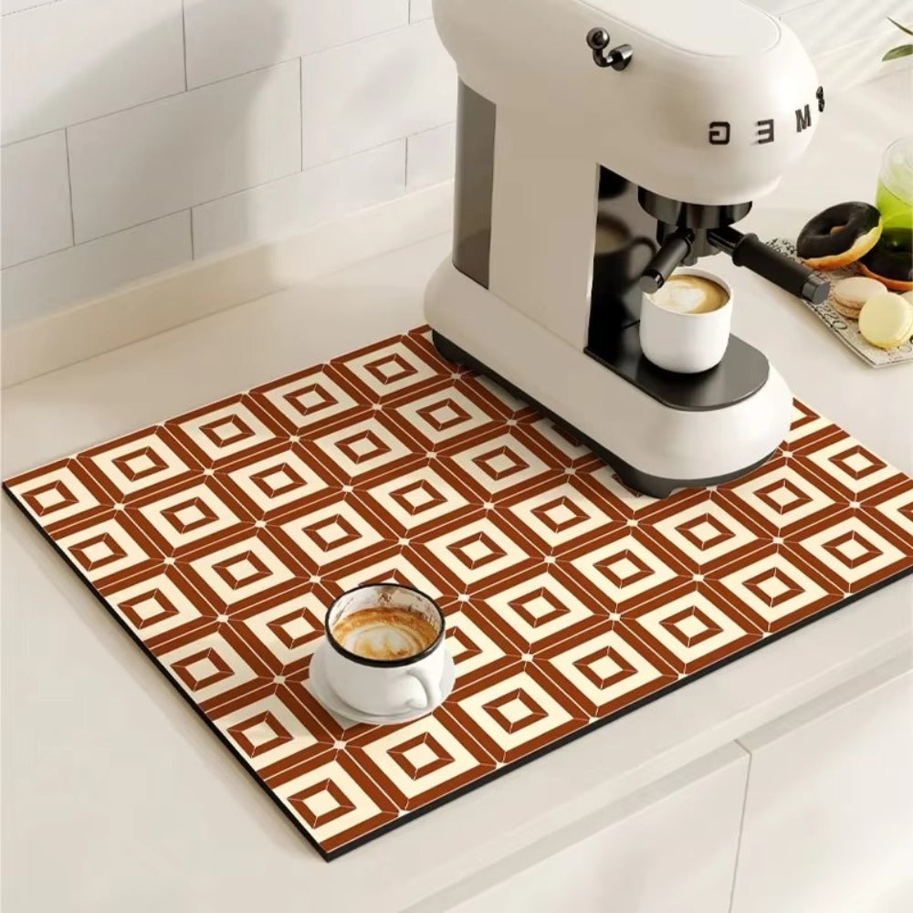 Kaffee-Unterlage Retro Fliesen-Design – Saugstark Anti-Rutsch