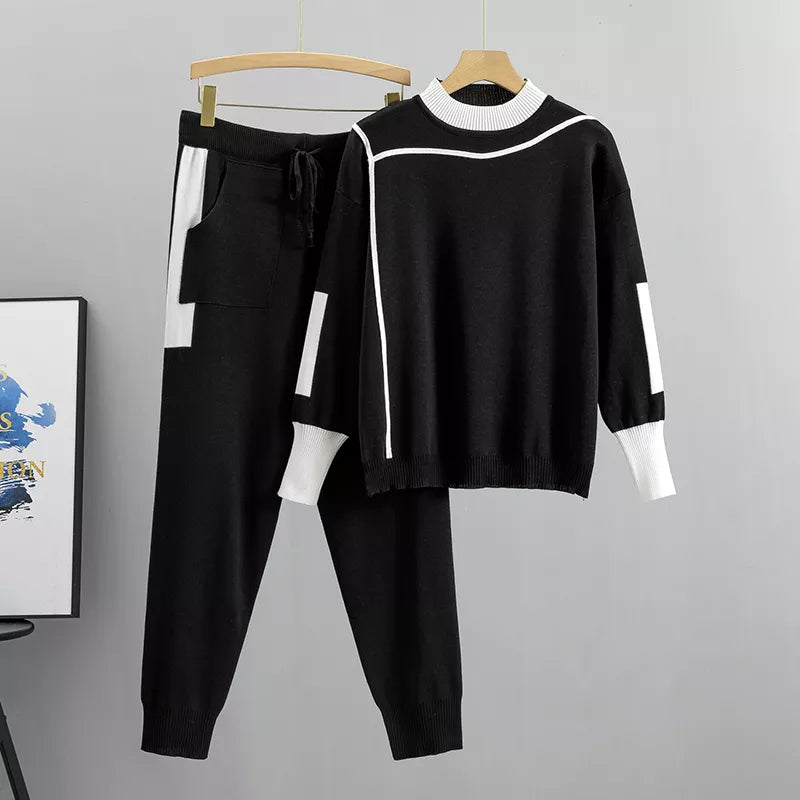 Damen Strick-Loungewear-Set – Zweiteiliges Pullover- & Hosen-Set