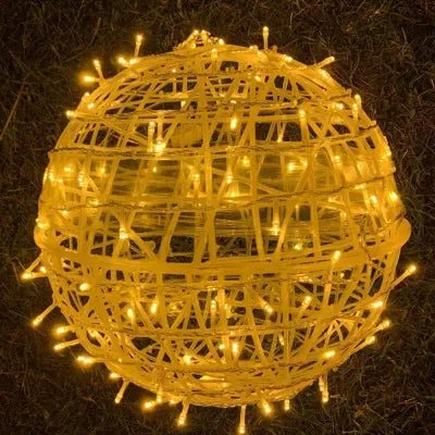 Hängende LED-Lichtkugeln - Geflochtener Stil Garten-Dekokugeln