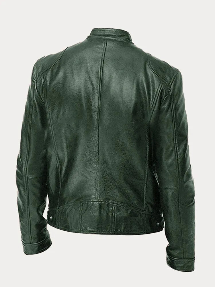 Herren Texturierte Biker Jacke - Stehkragen mit Reißverschlusstaschen