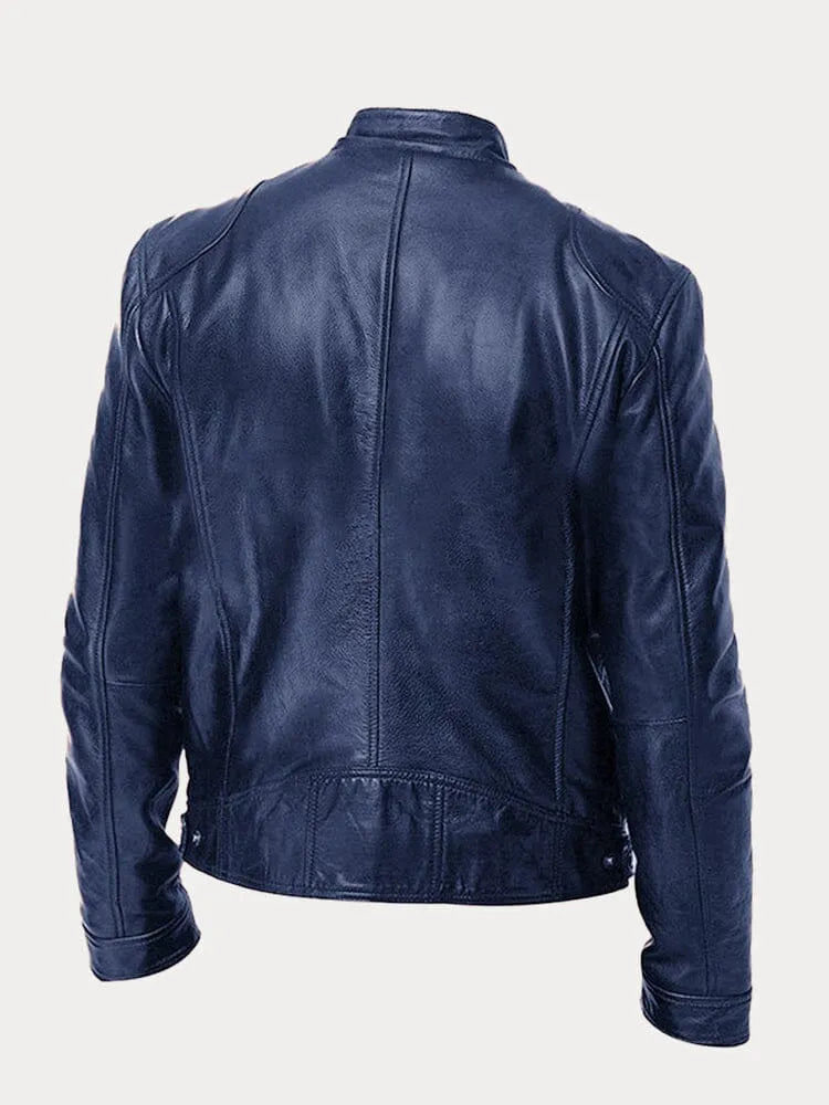 Herren Texturierte Biker Jacke - Stehkragen mit Reißverschlusstaschen
