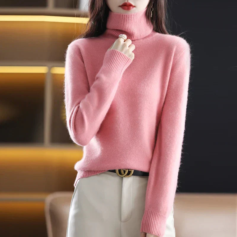 Damen Kaschmir Rollkragenpullover – Flauschig und Gestrickt