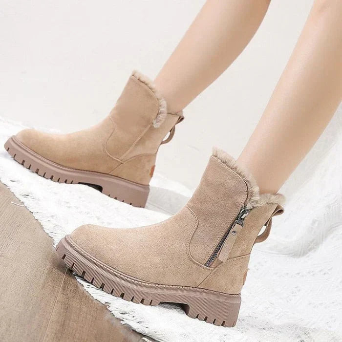 Damen Winter Stiefeletten - Seitlicher Reißverschluss mit Dicker Sohle