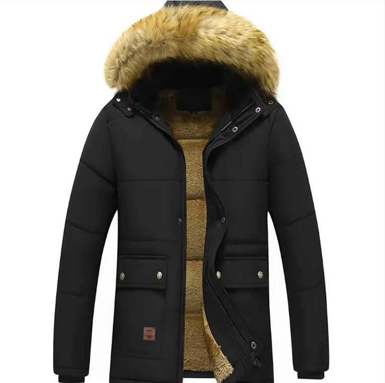 Herren Isolierte Winter-Parka-Jacke - Gepolstertes Futter & Mehrfachtaschen