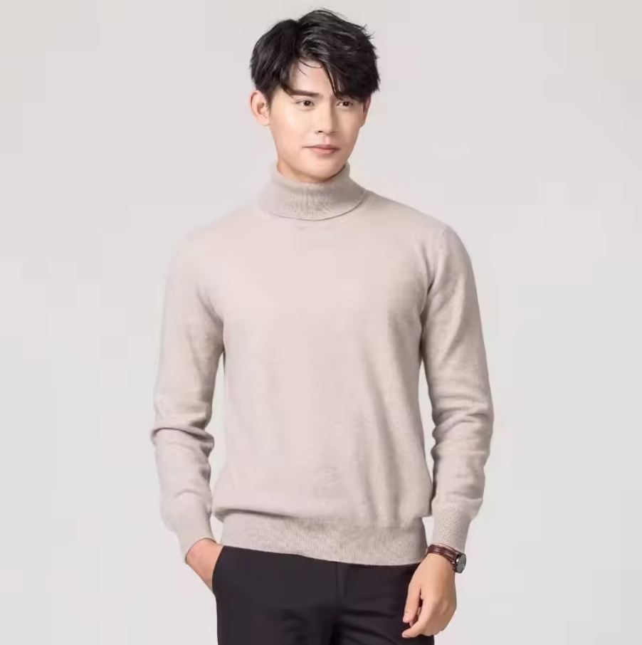 Herren Rollkragenpullover aus Wolle - Gestrickte Slim-Fit-Passform