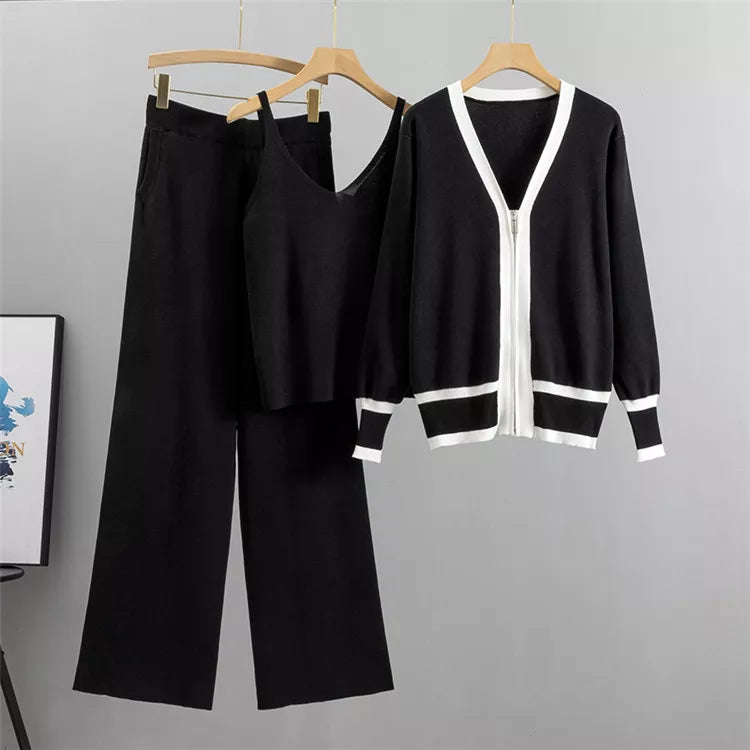Damen Passendes 3-teiliges Set - Cardigan, Ärmelloses Top & Hose