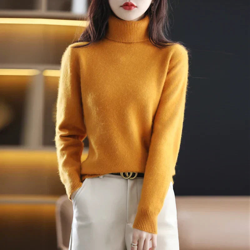 Damen Kaschmir Rollkragenpullover – Flauschig und Gestrickt