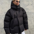 Damen Oversize Pufferjacke - Kurzer Stepp-Fason mit Kapuze