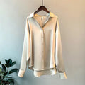 Damen Satin-Bluse - Langarm & Knopfleiste