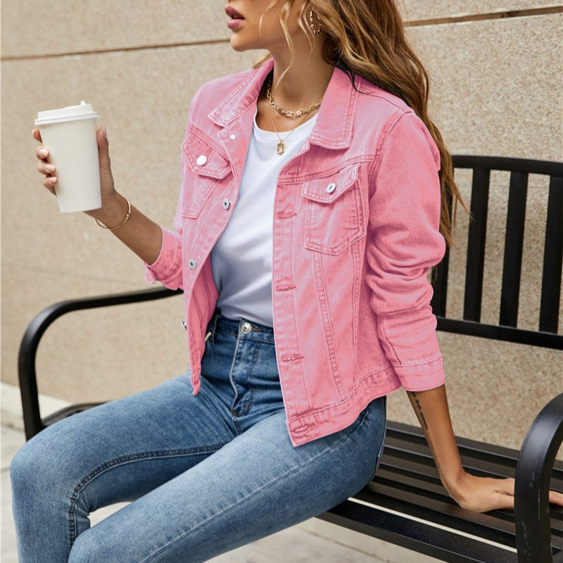 Damen Stilvolle Jeansjacke - Farbenfroh und bequem