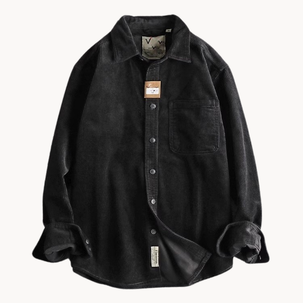 Herren Cord-Hemdjacke – Durchgehende Knopfleiste & Übergroße Shacket