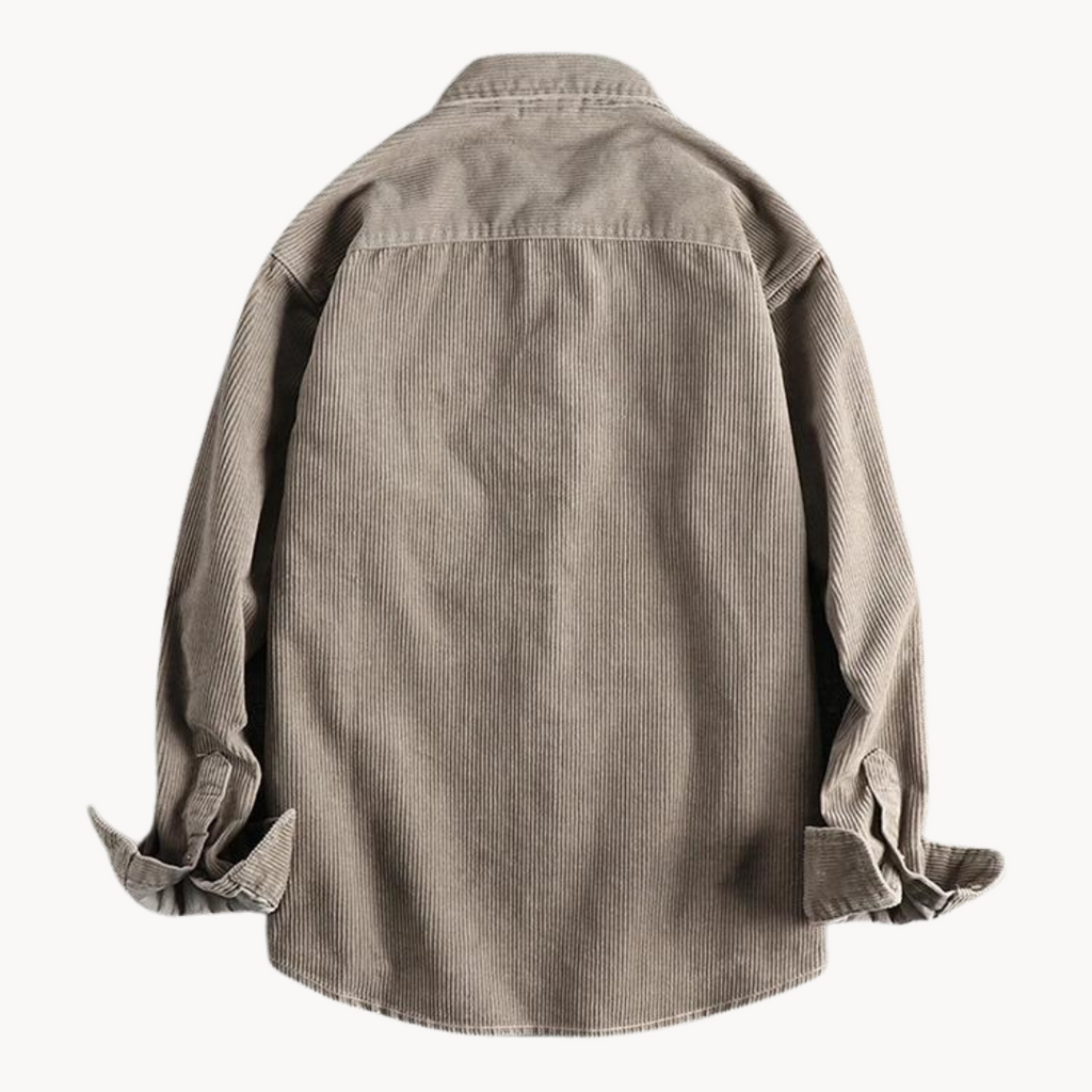 Herren Cord-Hemdjacke – Durchgehende Knopfleiste & Übergroße Shacket