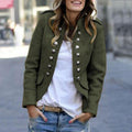 Damen Blazerjacke im Militärstil - Zierknöpfe mit Pattentaschen