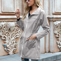 Damen Lange Wasserdichte Jacke - Verstellbare Taillenform