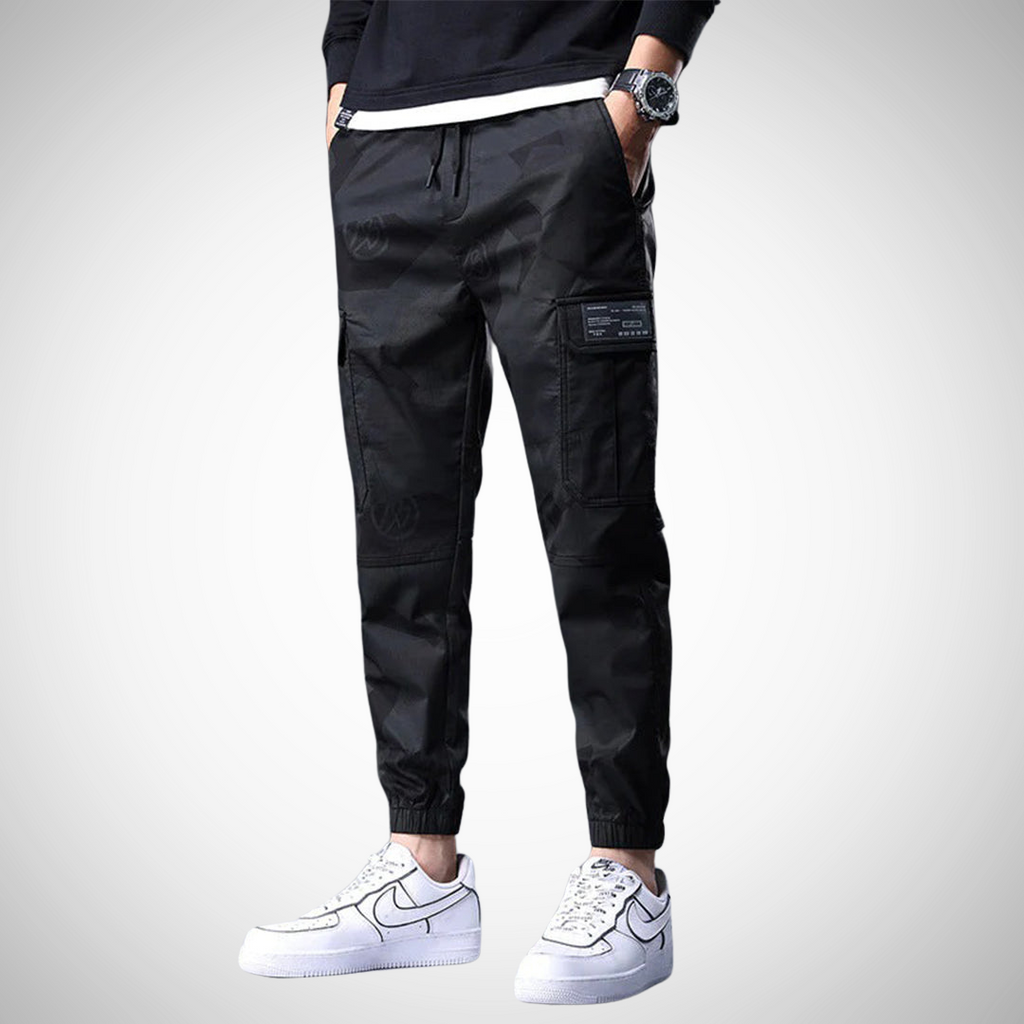 Herren Camouflage Cargo-Hose - Verstellbarer Bund & elastische Bündchen