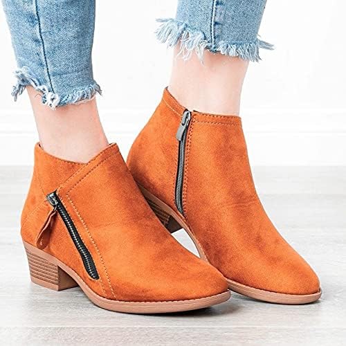 Damen Stiefeletten - Klobiger Absatz & Seitlicher Reißverschluss