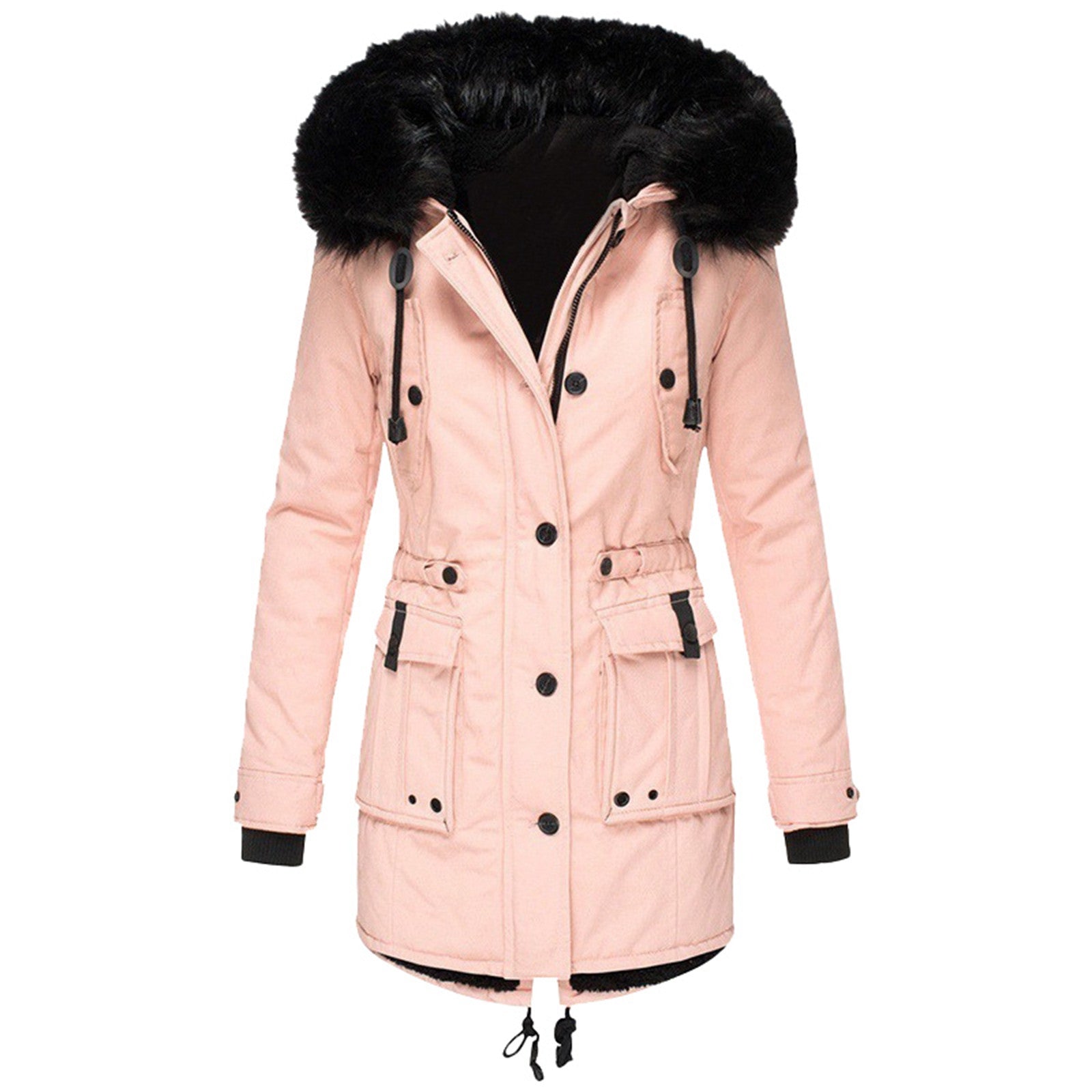 Damen Kapuzen-Parka-Mantel - Doppelverschluss & Multitasche