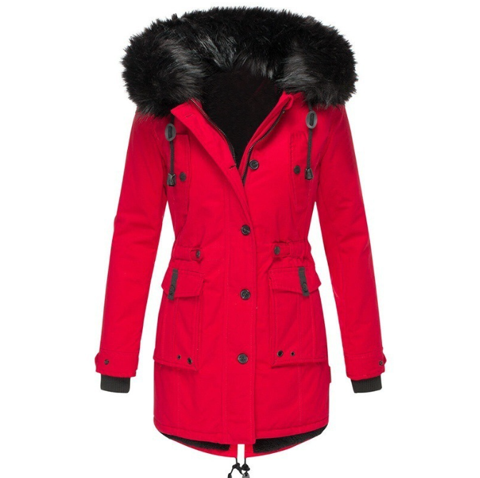Damen Kapuzen-Parka-Mantel - Doppelverschluss & Multitasche