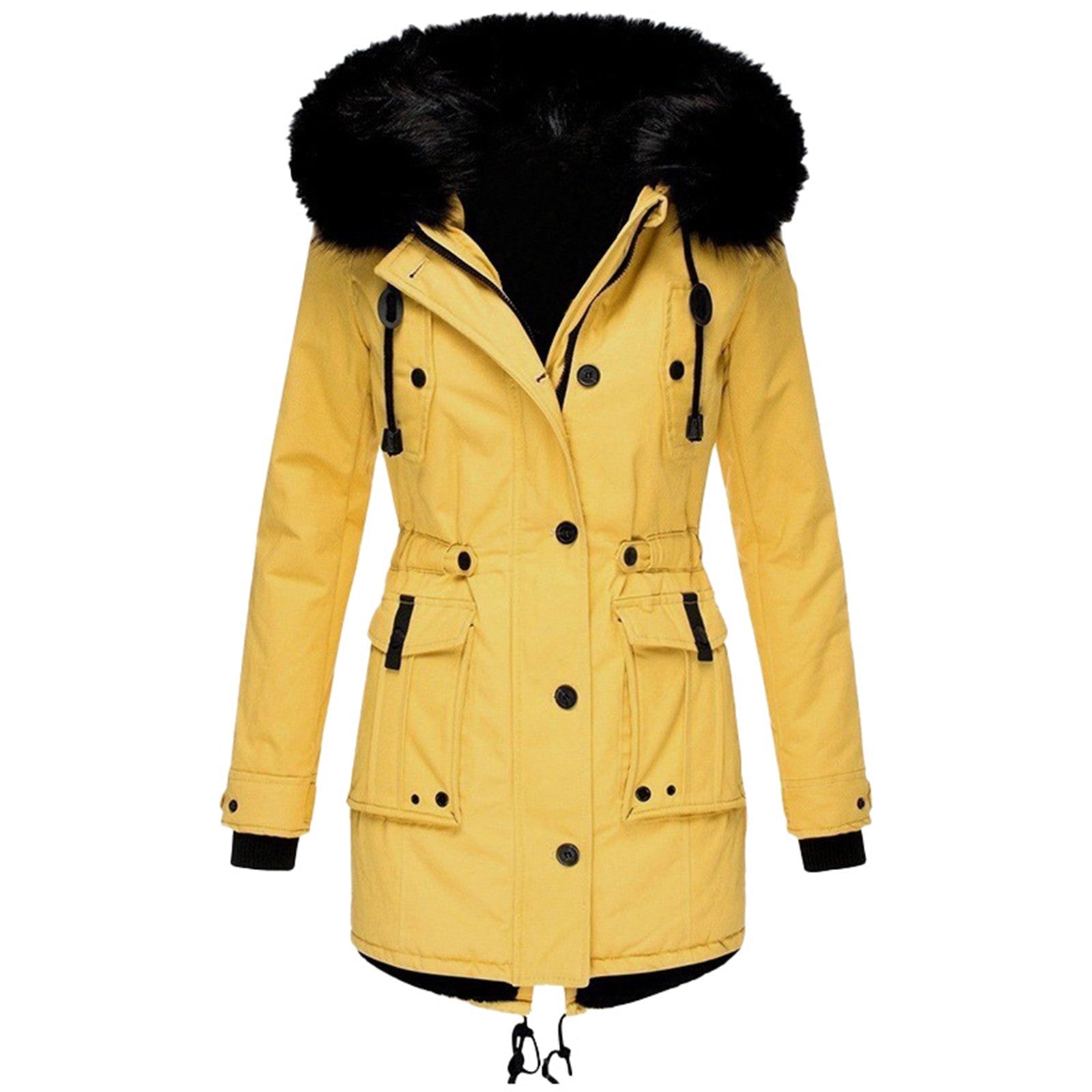 Damen Kapuzen-Parka-Mantel - Doppelverschluss & Multitasche