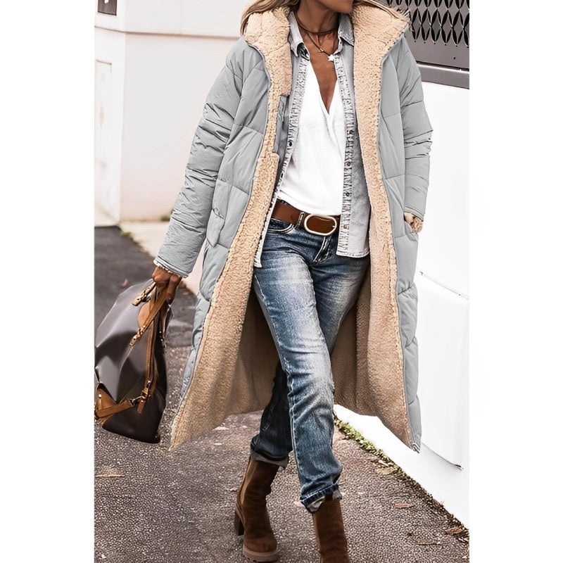 Damen Wendbarer Puffer-Mantel - Kapuze & Plüschfutter