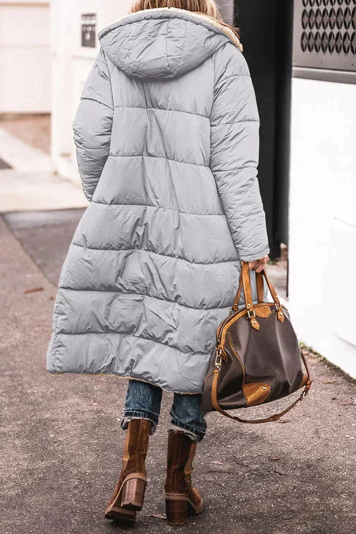 Damen Wendbarer Puffer-Mantel - Kapuze & Plüschfutter