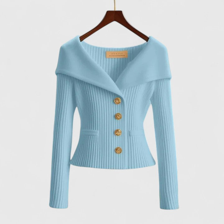 Damen Strickjacke - Schulterfreier Stil & Schmale Passform