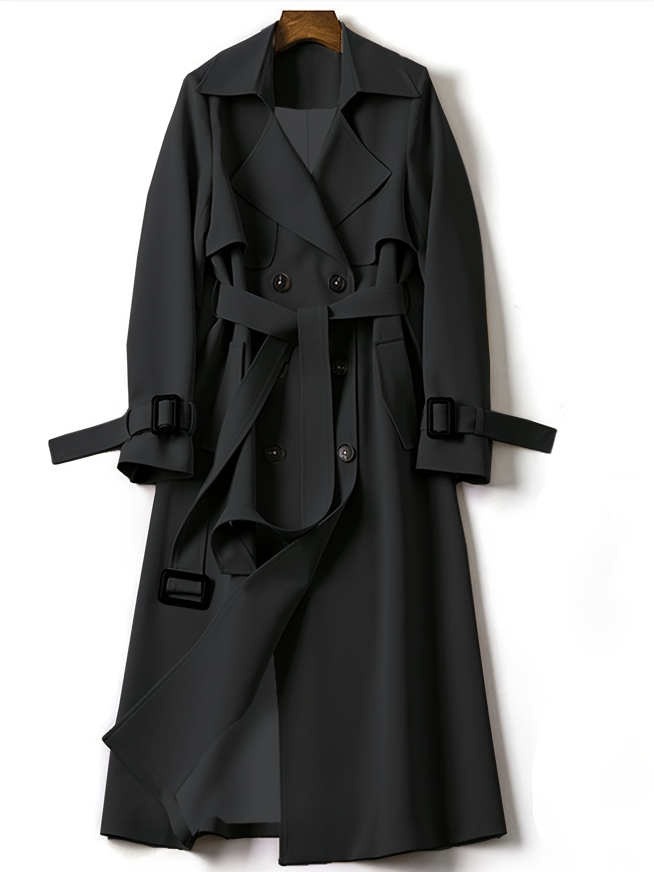Damen Eleganter Langer Trenchcoat - Zweireihiger Stil