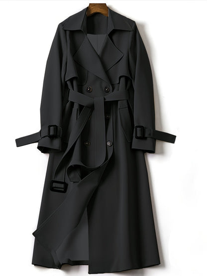 Damen Eleganter Langer Trenchcoat - Zweireihiger Stil