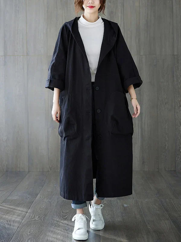 Damen Wasserdichter Trenchcoat - Übergroße Passform mit Tiefen Taschen