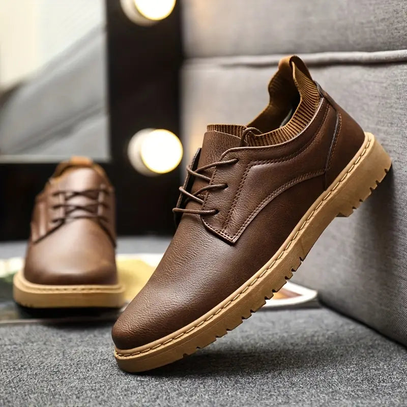 Herren Braune Schnürschuhe – Derby-Stil mit rutschfester Sohle