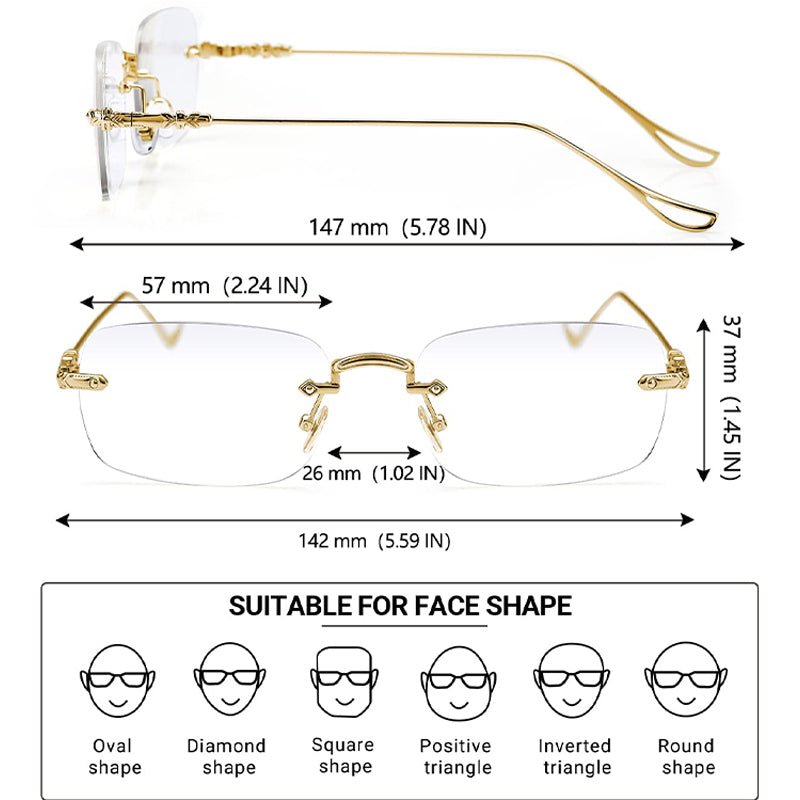 Anti - blue light rimless trimming presbyopic glasses men & women - ALPINE WEAR