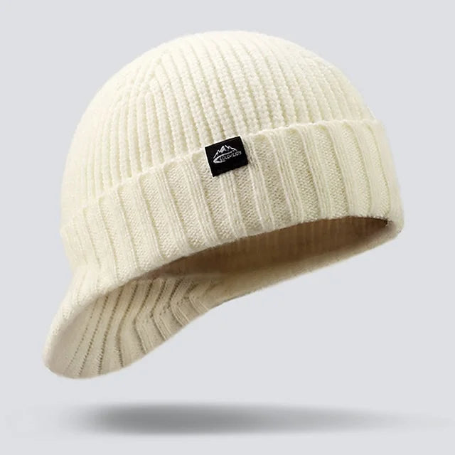 Herren Winter-Mütze – Rippstrick-Beanie mit Umschlag