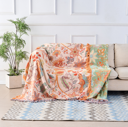 Boho Blumenmuster Decke – Rustikal mit Fransen