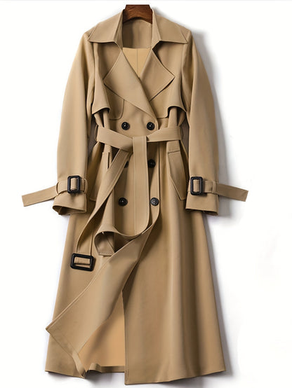 Damen Eleganter Langer Trenchcoat - Zweireihiger Stil