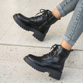 Damen Combat Stiefeletten – Plateau & Seitlicher Reißverschluss