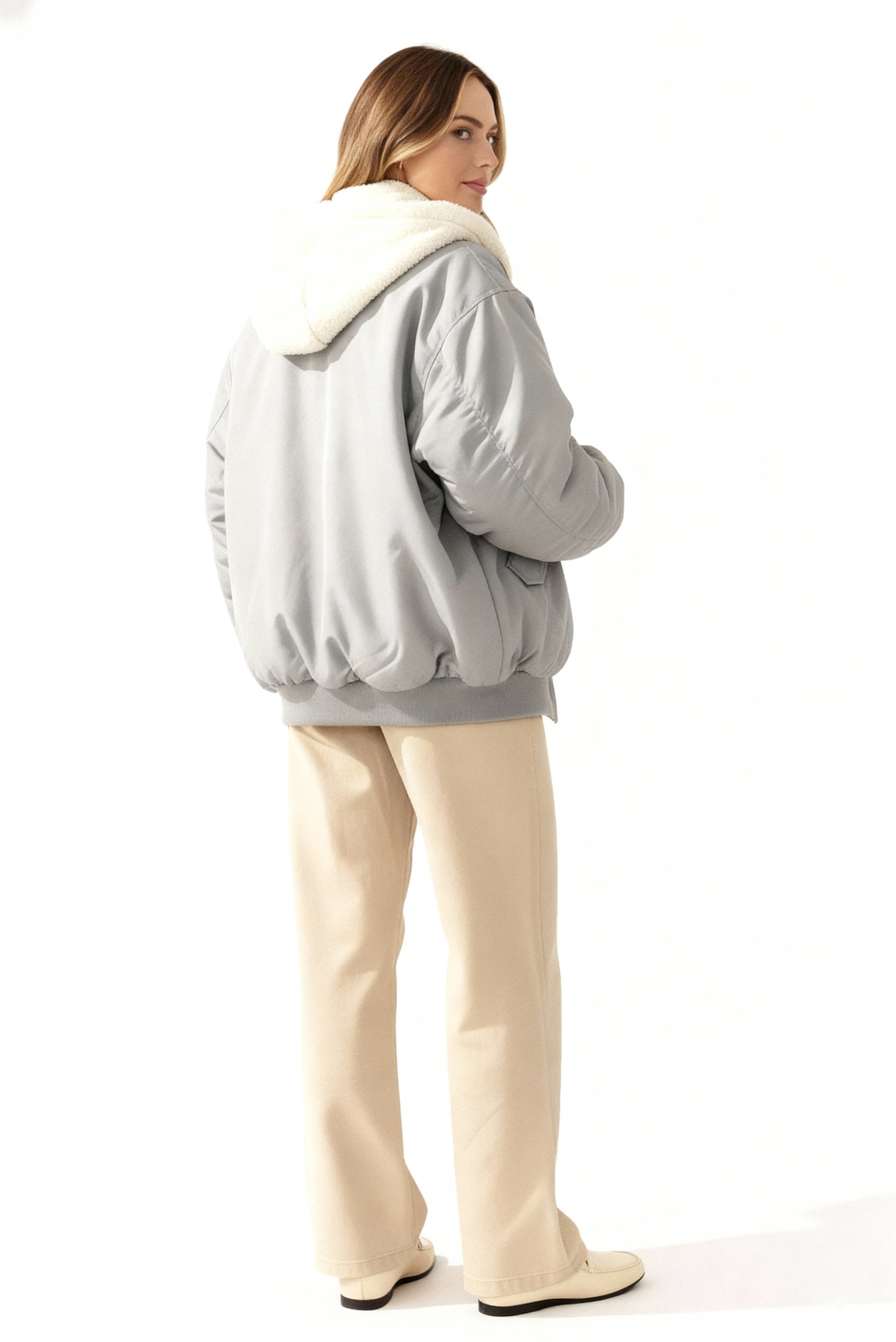 Damen Oversized Winterjacke - Wendbar mit Kapuze