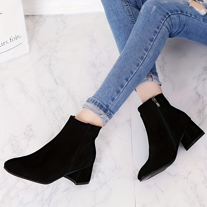 Damen Stiefeletten mit klobigem Absatz - Seitlicher Reißverschluss