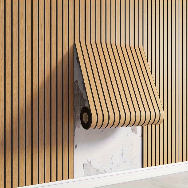Selbstklebendes 3D Wandpaneel Rolle - Latten-Design in Holzoptik