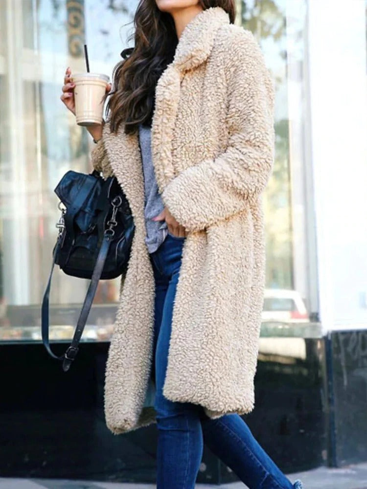 Damen Weicher Oversize Mantel - Lang & Reverskragen-Stil