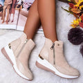 Damen Plateau-Stiefeletten - Keilabsatz & Seitlicher Reißverschluss