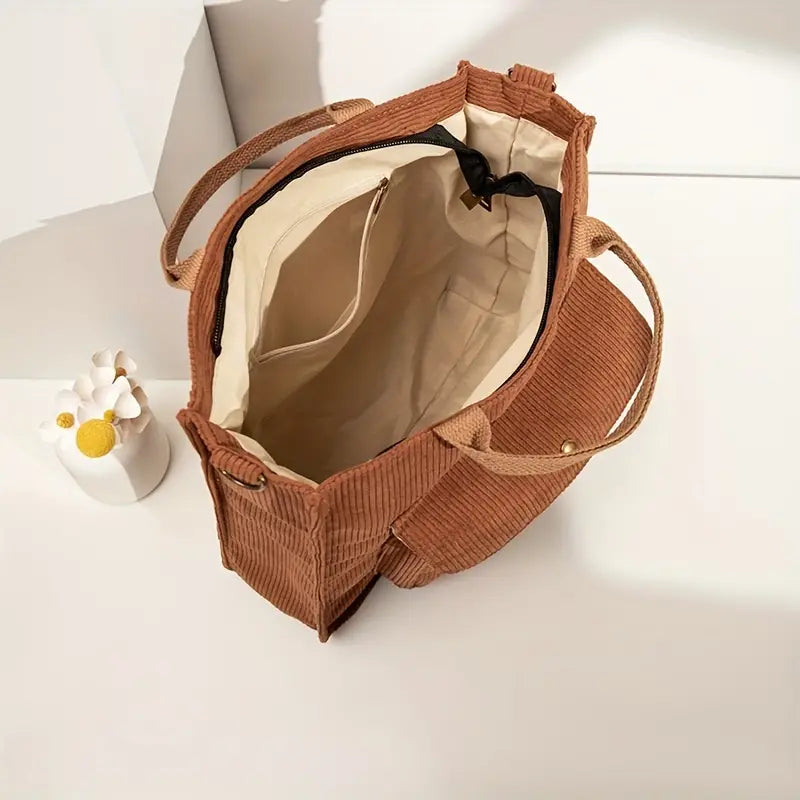 Damen Cord Tote Bag - Elegante Accessorio Quotidiano