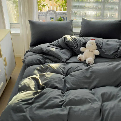 Weicher Geknitterter Bettbezug - Minimalistisches Bettwäsche-Set