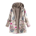 Damen Bedruckte Jacke - Kapuze mit Weichem Futter