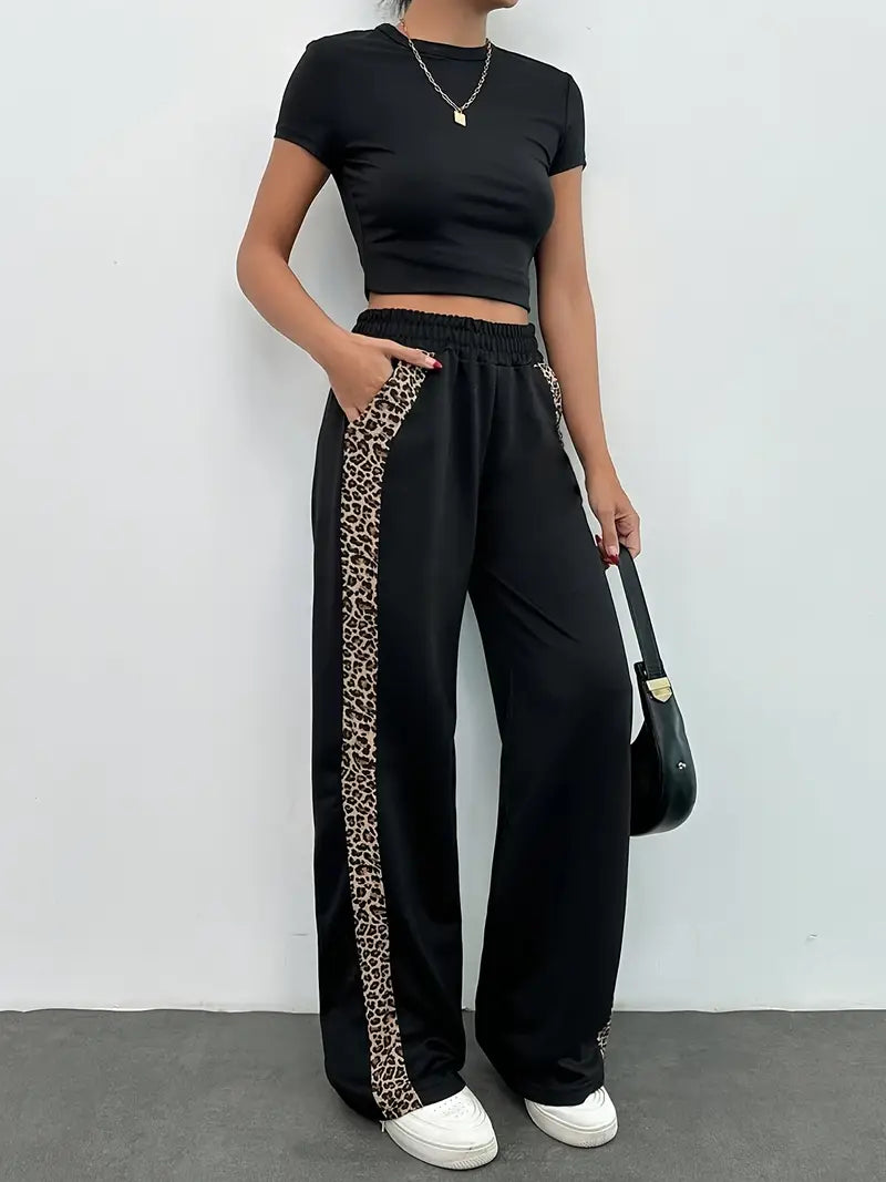 Damen Leoparden-Print-Jogger - Weite Passform Stil