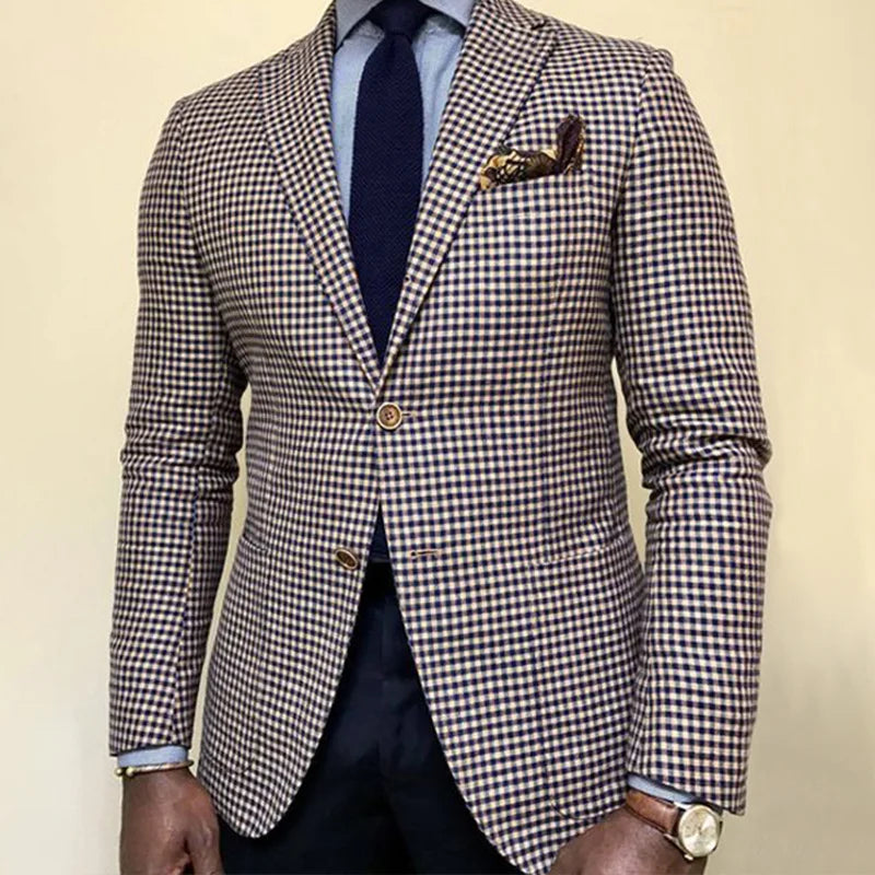 Herren Karierter Blazer – Slim Fit Einreihig