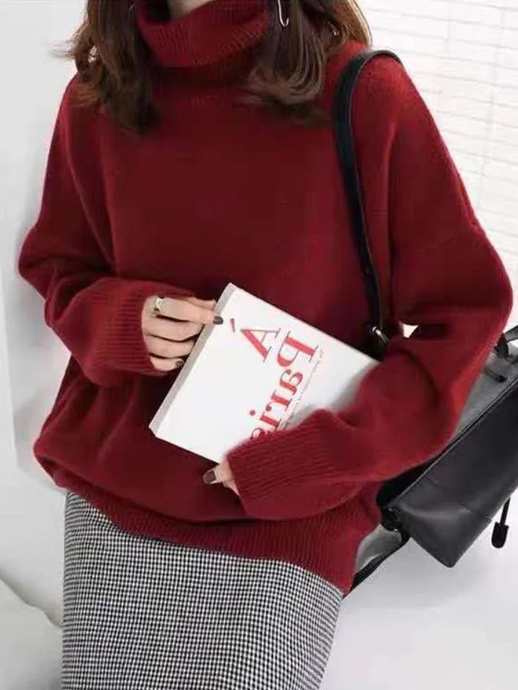 Damen Strickpullover - Rollkragen mit Übergroßem Schnitt